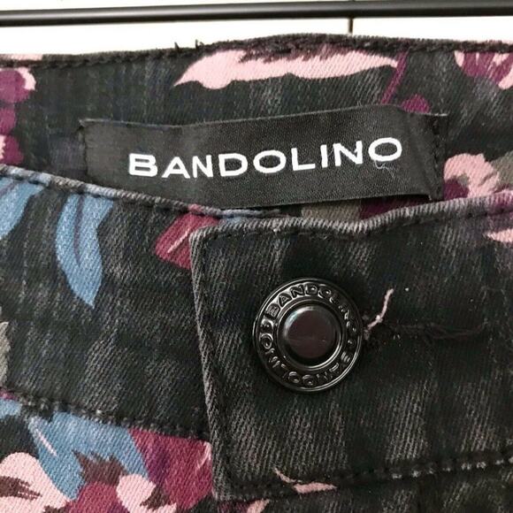 Bandolino Women's Black Floral Denim Straight Leg Jeans Size 8 Boho Cottage - Picture 5 of 11